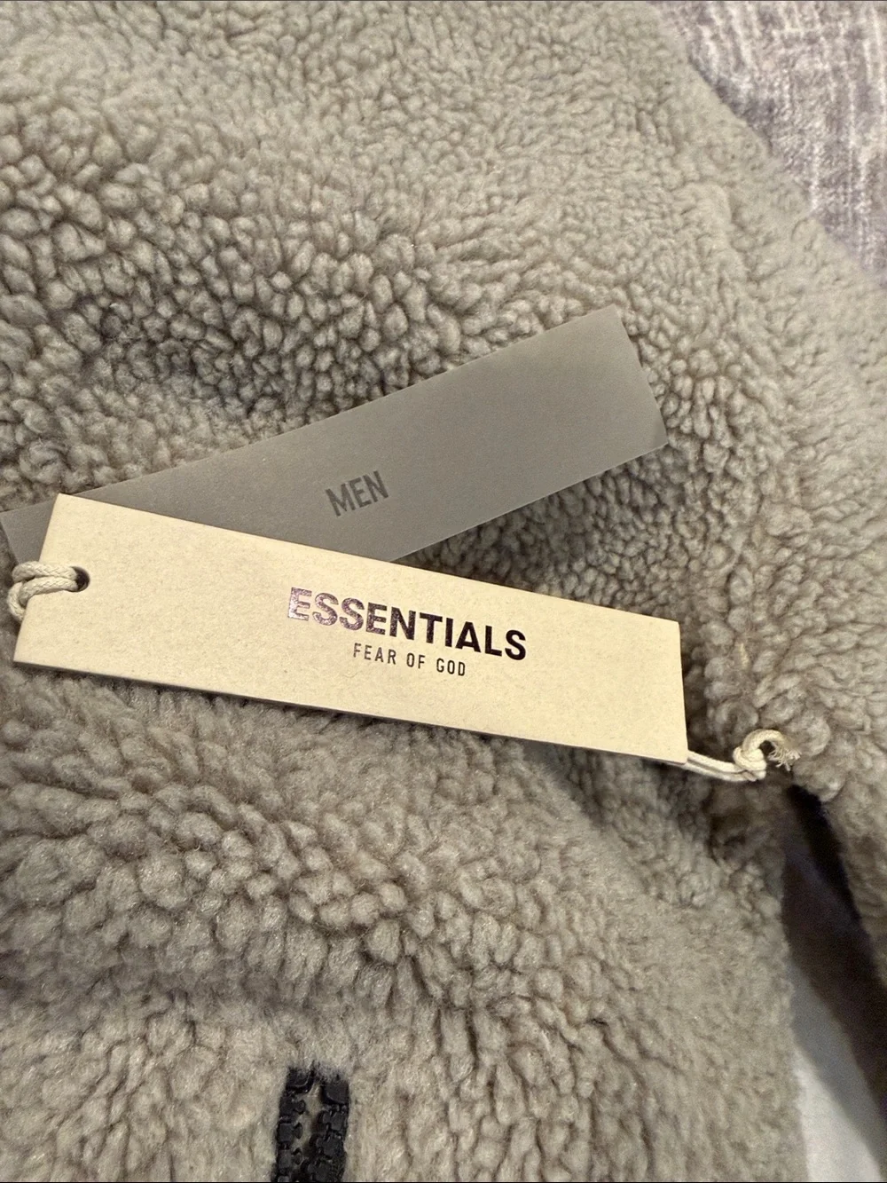 Essentials Men's Gray Sherpa Zip Jacket